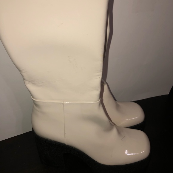 JEFFREY CAMPBELL Refresh Platform High Block Heel Boots Ice Crinkle Patent - Picture 8 of 9